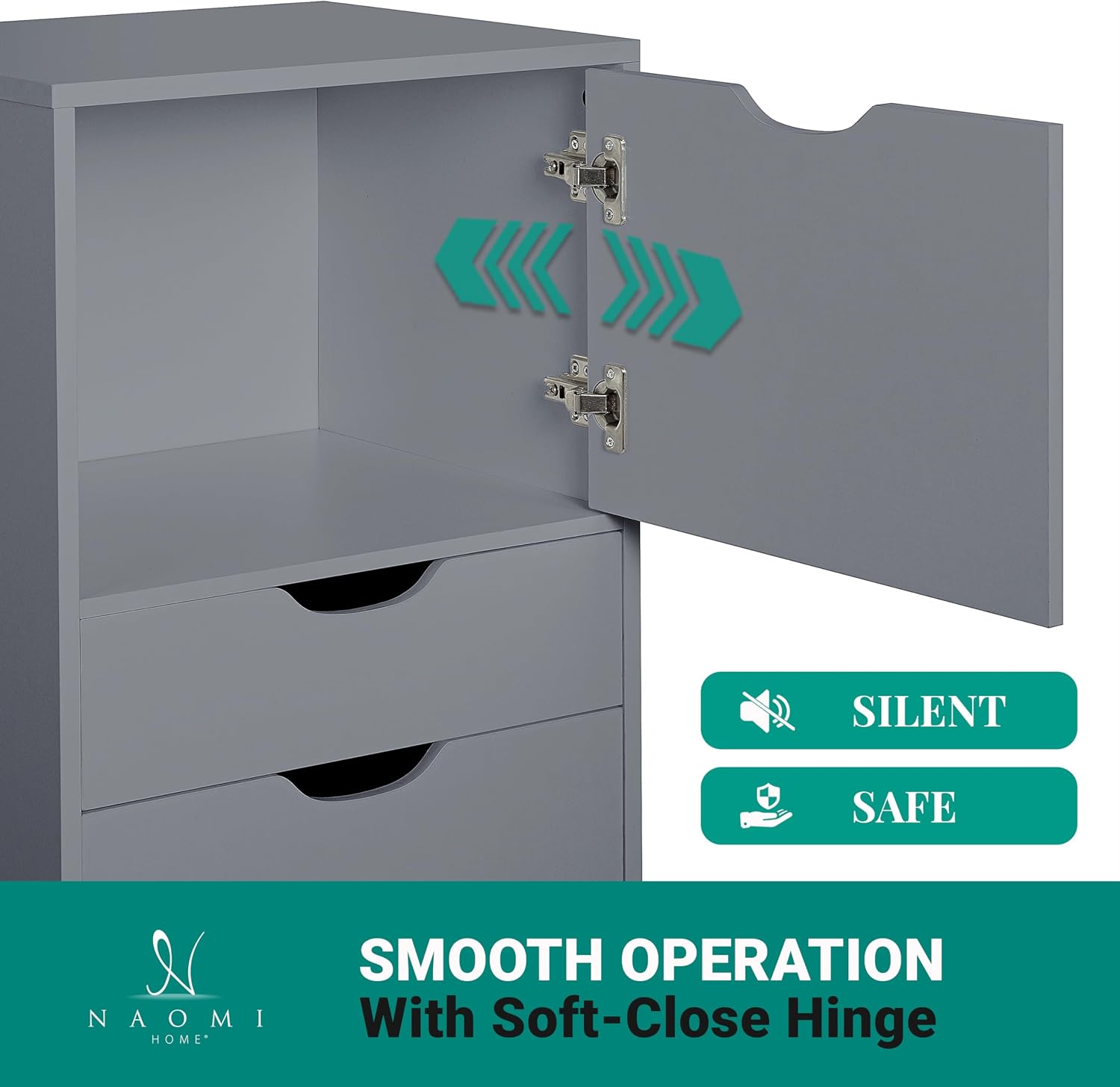 Naomi Home 5 Drawer + 1 Cabinet Storage Organizer, Modern Mobile Cabinet for Home & Everyday Storage