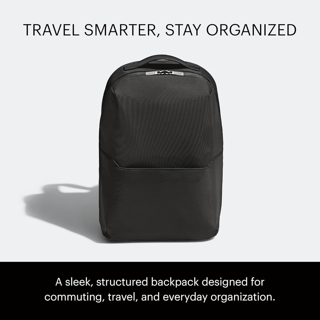Away The Everywhere Zip Backpack - Personal Item Airline Approved Backpack with 16' Padded Laptop Sleeve, Water Bottle Pocket, Interior and Exterior Pockets - Fits Up to 16-Inch Laptops - Jet Black