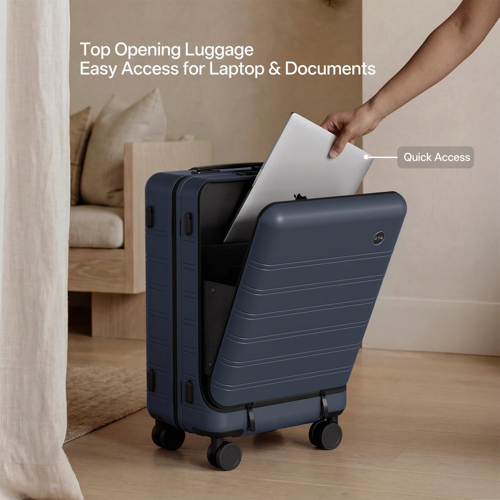 Top Opening PC Hard Shell Suitcase, 20-inch International Carry On Luggage with TSA Lock, 360 Silent Spinner Wheels, Lightweight - Ideal for Business Travel Suitcase (Blue, Carry-On 20-Inch)
