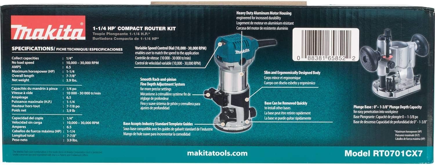 Makita RT0701CX7 1-1/4 HP* Compact Router Kit