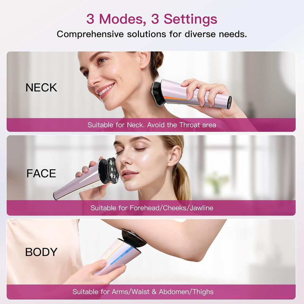Microcurrent Facial Device 4-in-1 Beauty Device with Red Light Therapy and Blue Light Therapy for Neck & Face & Body Skincare Facial Device FDA-Cleared