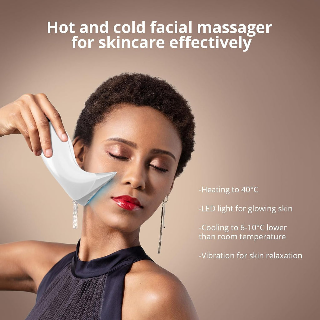 Ms.W Red Light Neck Face Massager, Facial Massager with Hot & Cold Modes for Skin Care, Vibration for Skin Tightening and Rejuvenation