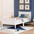 Twin Bed Frame, Twin Bed Headboard Wood Platform Bed White Twin Easy Assembly Bedroom Decor Set Noise Free