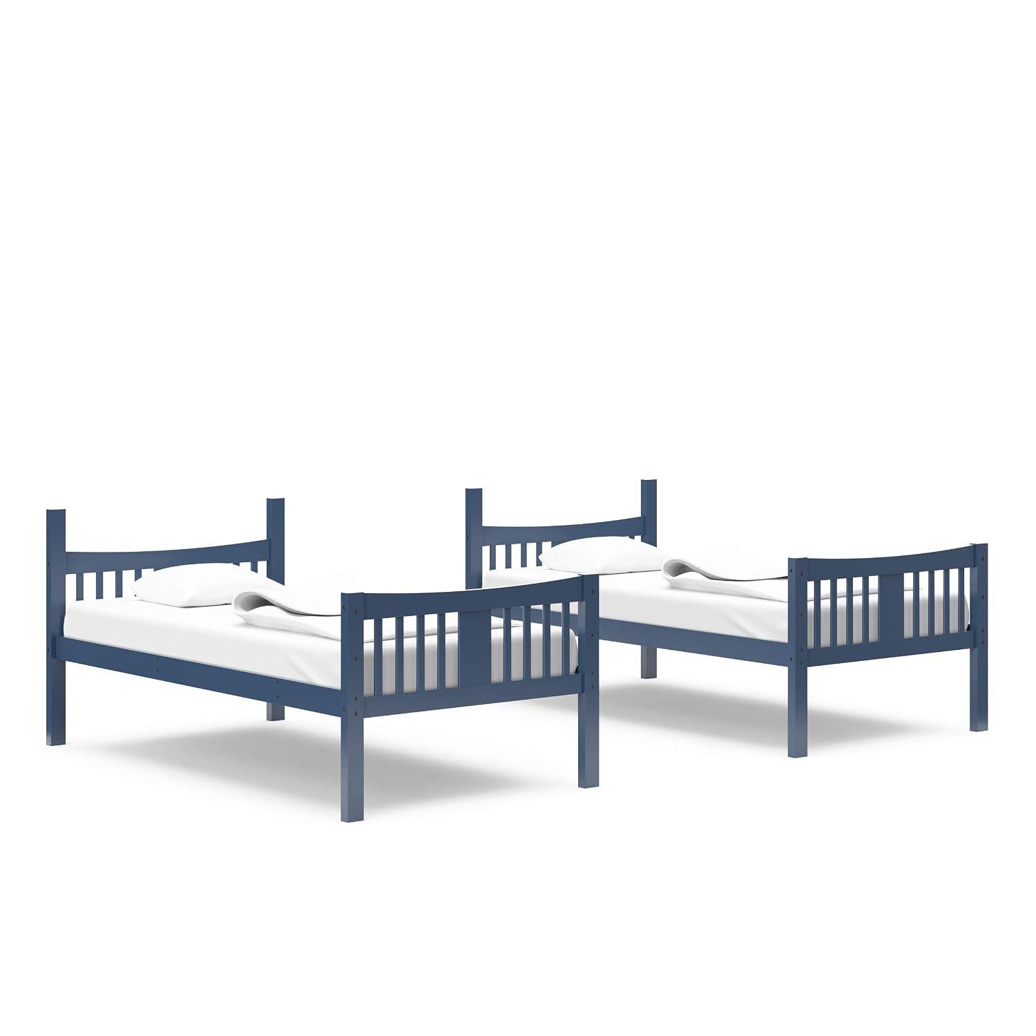 Storkcraft Caribou Bunk Bed Twin Over Twin Bunk Bed (Navy) - GREENGUARD Gold Certified, Twin Bunk Beds for Kids, Converts to 2 Individual Twin Beds, Bunk Beds for Kids