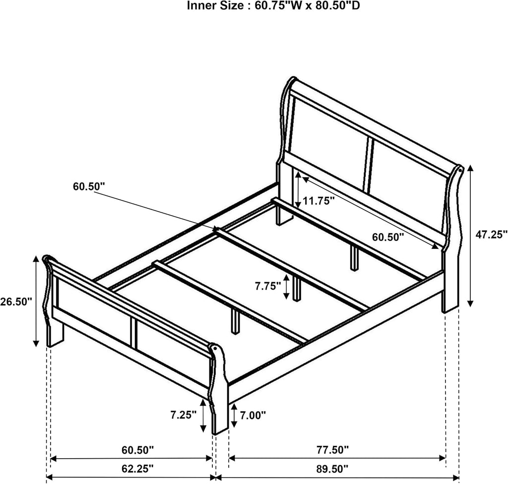 Coaster Home Furnishings Louis Philippe Traditional Wood Queen Size Sleigh Bed Frame 47-inch Headboard White 202441Q | Traditional Wood