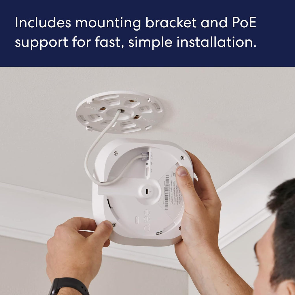 Amazon eero PoE 6 - Ceiling/wall-mountable, Dual-band Wi-Fi 6 access point, PoE powered, AC adapter not included