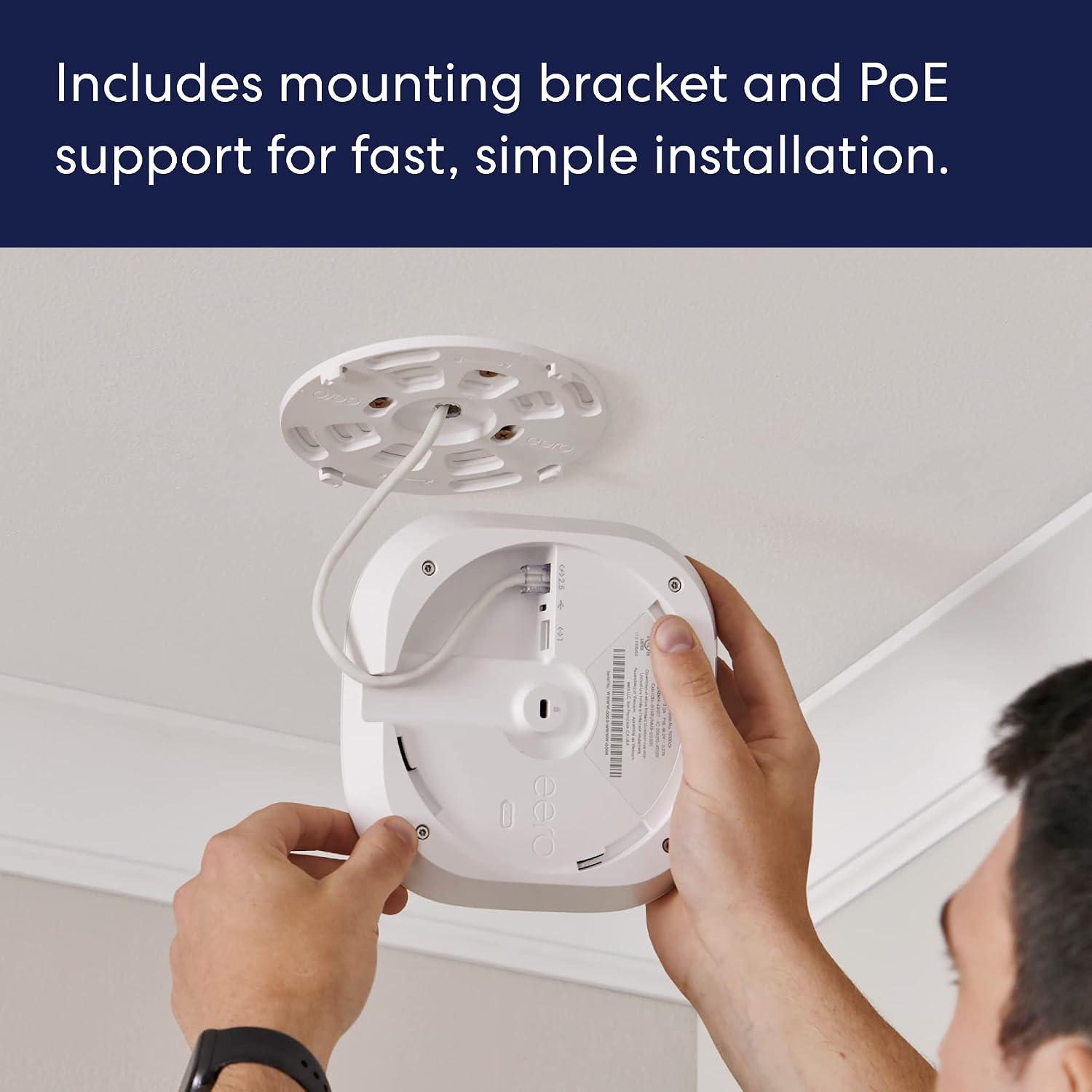 Amazon eero PoE 6 - Ceiling/wall-mountable, Dual-band Wi-Fi 6 access point, PoE powered, AC adapter not included