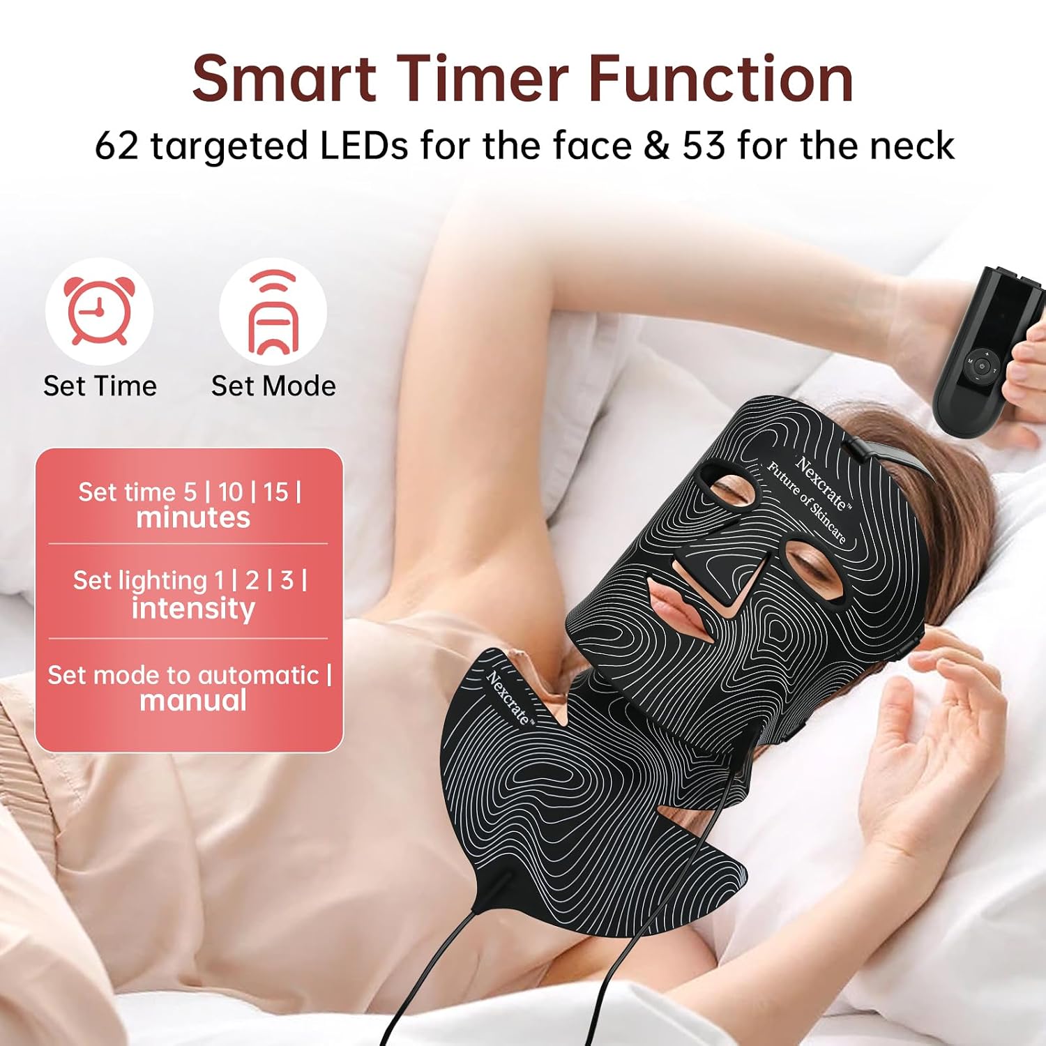 Red Light Therapy Mask For Face And Neck,850nm Near Infrared & Red Light,Rechargeable Led Face Mask For Anti-Aging, Skin Firming & Radiant Glow At Home