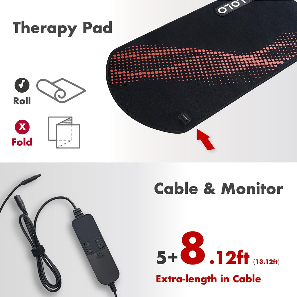 ALLOLO Red Light Therapy for Body, 3 in 1 LEDs Red Light Therapy Belt with Timer Remote Control, 660nm 850nm Infrared Light Therapy Pad for Body Waist Shoulder Knee, 32.7' x 15.7' Large Area