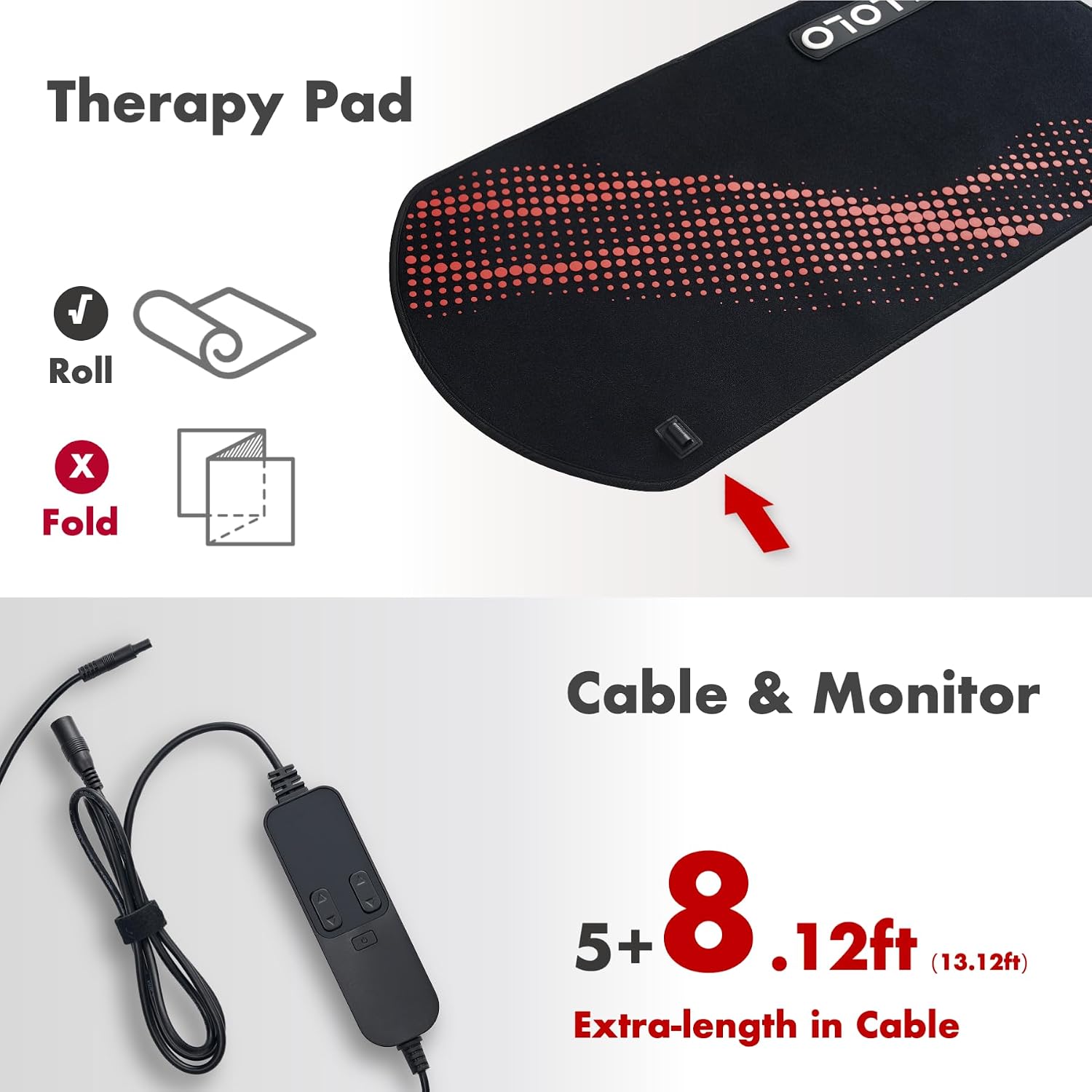 ALLOLO Red Light Therapy for Body, 3 in 1 LEDs Red Light Therapy Belt with Timer Remote Control, 660nm 850nm Infrared Light Therapy Pad for Body Waist Shoulder Knee, 32.7' x 15.7' Large Area