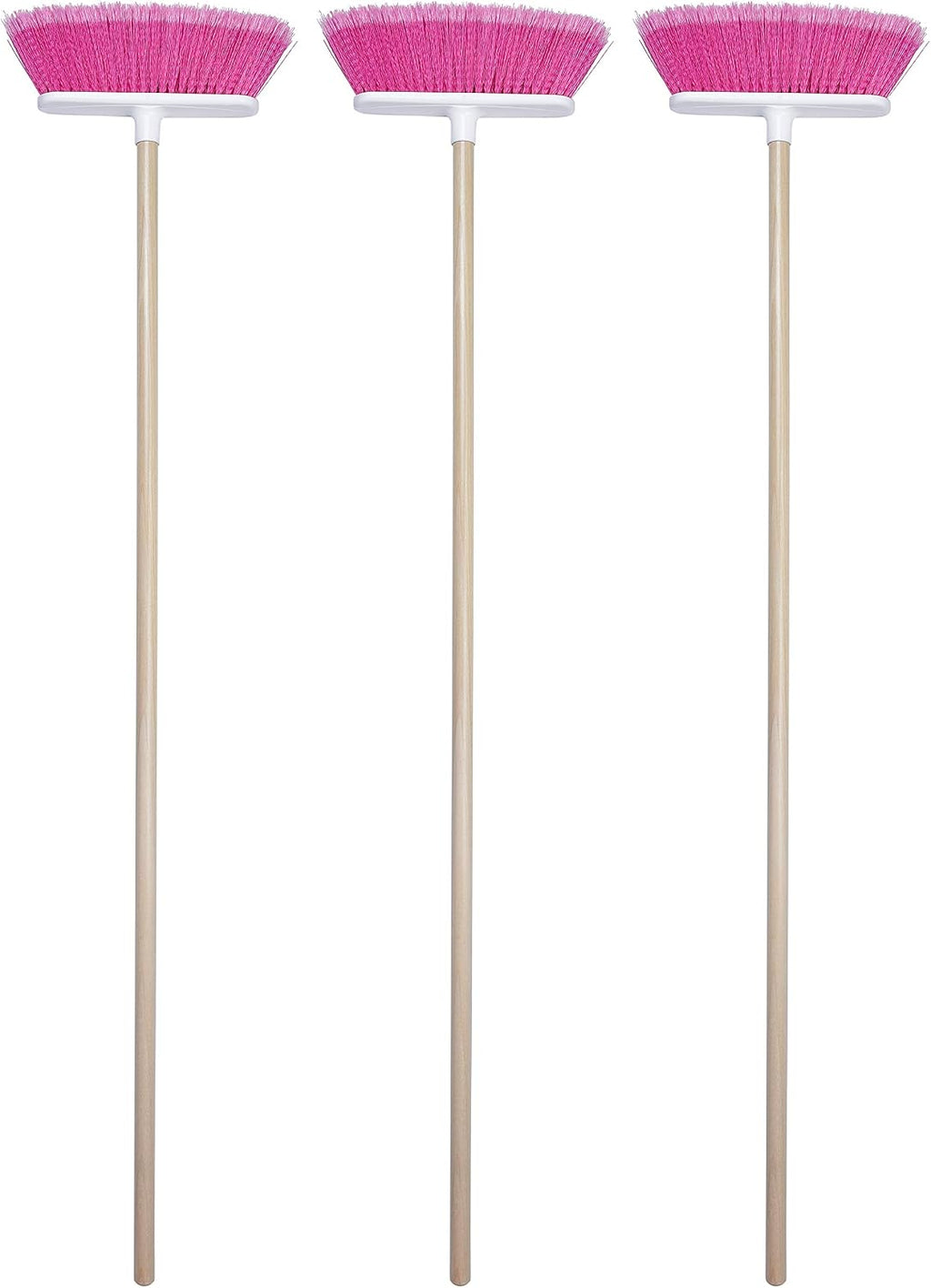 The Original Soft Sweep Magnetic Action Fuchsia Broom with Natural Finish Wood Handles (12 Fuchsia Brooms)