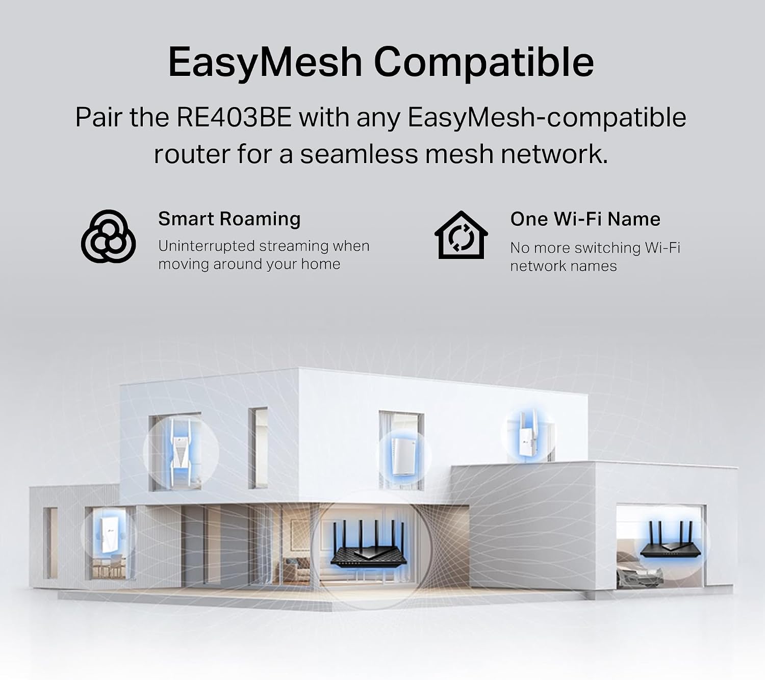 TP-Link BE6300 Wi-Fi 7 Range Extender RE403BE w/ 2.5G Port | 6.3 Gbps Dual-Band Wireless Repeater | Internet Signal Booster for Home | Up to 2800 sq.ft, 64 Devices | MLO, EasyMesh | No 6 GHz Band