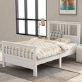Solid Wood Platform Bed Frame with Integrated Headboard and Footboard for Supportive, Minimalist Bedroom Setup (White + Pine + Twin)