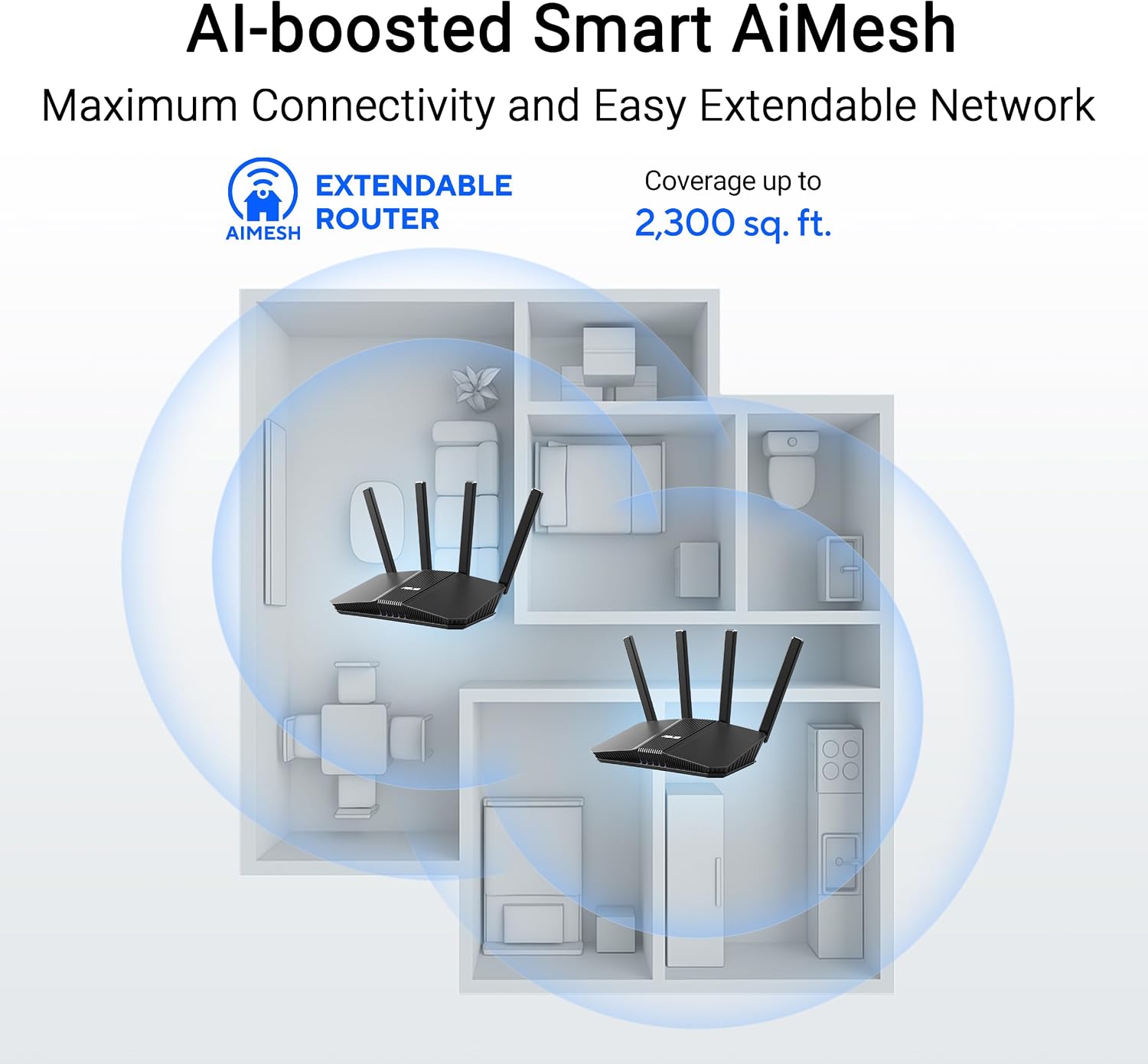 ASUS RT-BE59 Dual-Band WiFi 7 Router: Mesh-Compatible, 5000 Mbps, 2.5G Port, Parental Controls & VPNs, Advanced Network Security