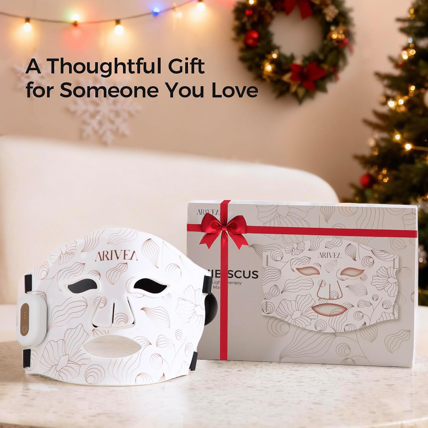 ARIVEA Red Light Therapy Mask for Face – Infrared Wireless LED Face Mask with 3 Modes, Portable Cordless Anti-Aging Light Therapy for Wrinkle Reduction, Acne Care & At-Home Skin (White)