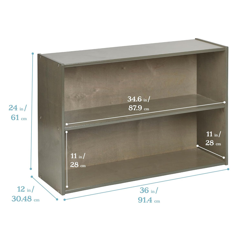 ECR4Kids Streamline 2-Shelf Single-Sided Storage Cabinet, 24in, Classroom Furniture, Grey Wash