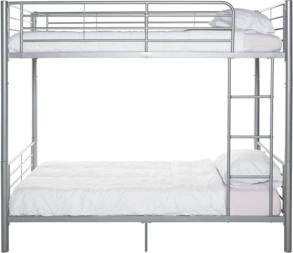 Walker Edison Elodie Urban Industrial Twin Over Twin Metal Bunk Bed, Twin Over Twin, Silver