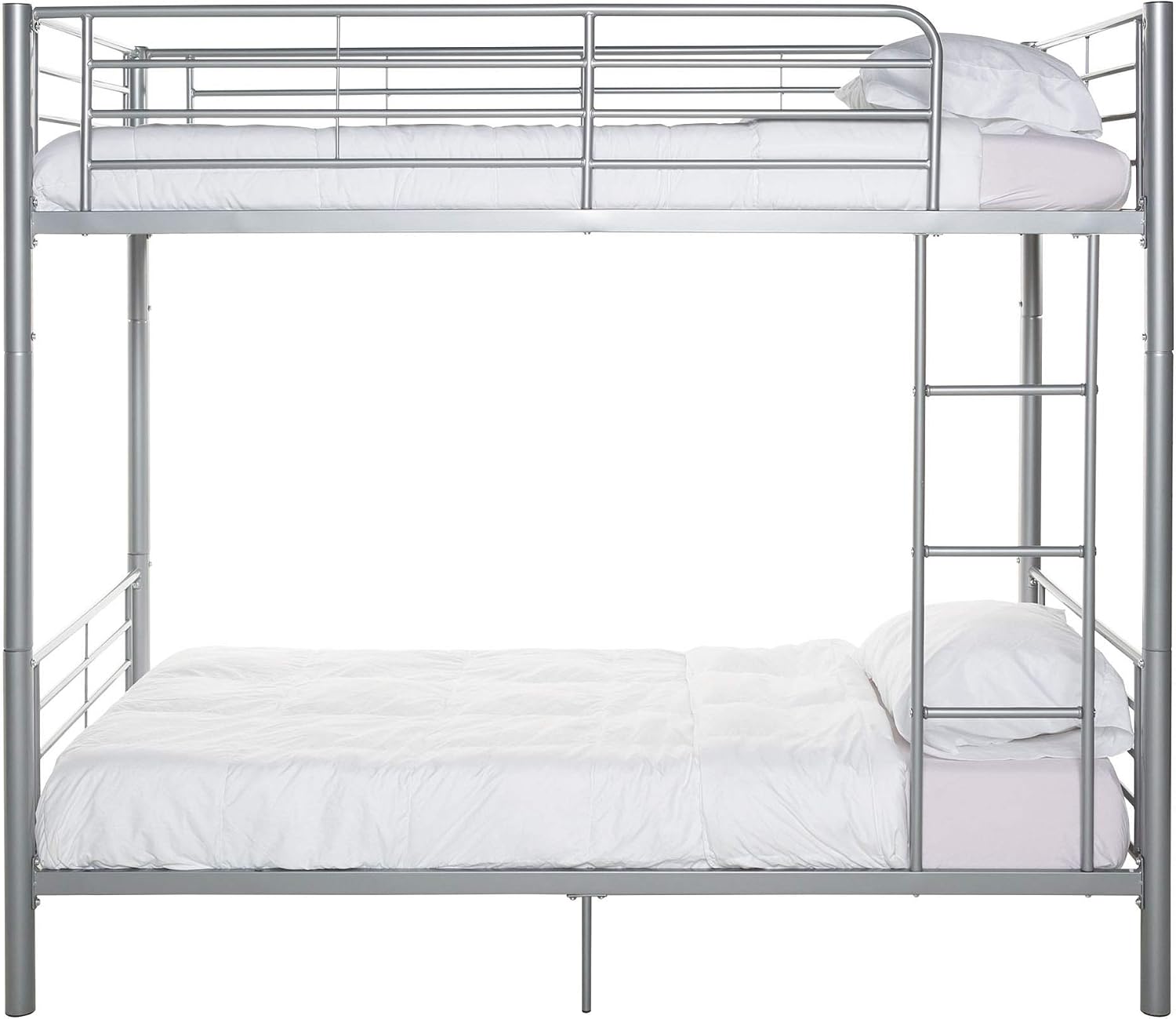 Walker Edison Elodie Urban Industrial Twin Over Twin Metal Bunk Bed, Twin Over Twin, Silver