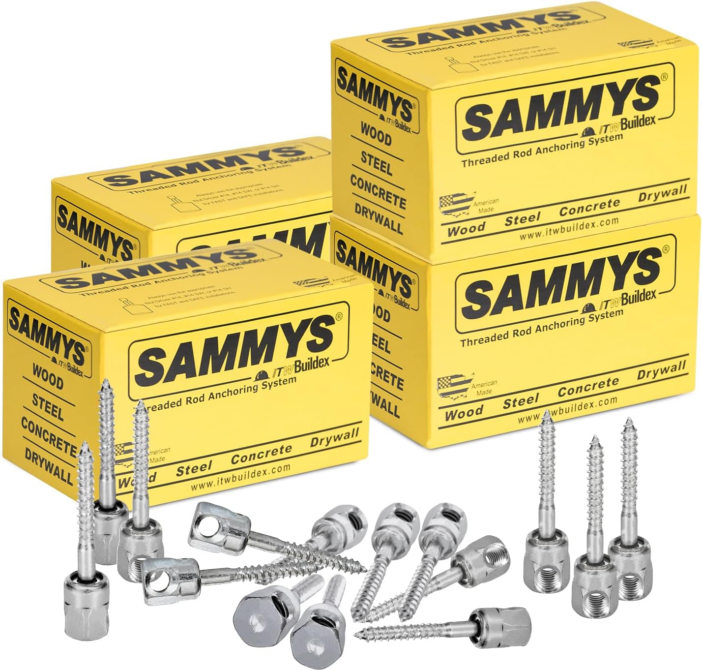Everflow Sammys 8021957-100 SWG 20 3/8 Inch Screw Sidewinder Designed for Wood, Rod Hanger, Installs Horizontally, Steel with Zinc Plated, Corrosion Resistance, 1/4 x 2 Inch Screw Length (Pack of 100)