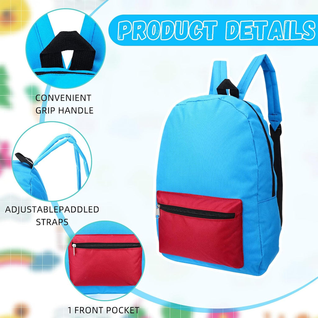 Sweetude 30 Pcs Backpack in Bulk 16' School Bookbags for Kids Lightweight Girls Boys Student Casual Kits (Trendy Patchwork)