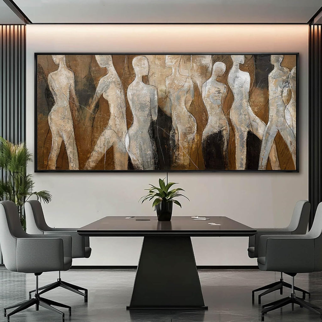 Line Framed Wall Art Figure Wall Prints Contemporary Hanging Wall Decor 32'x70' Large Artwork for Living Room Office Decorations