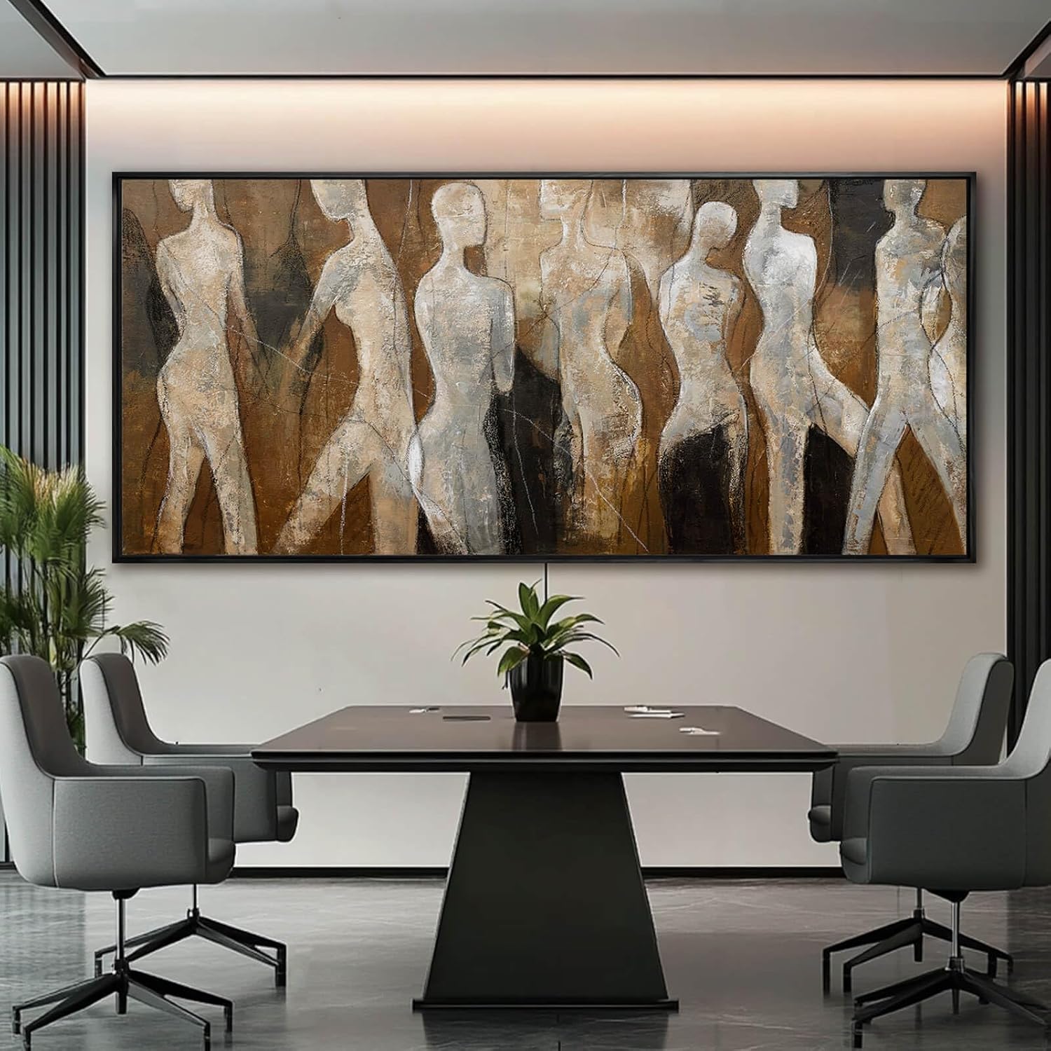 Line Framed Wall Art Figure Wall Prints Contemporary Hanging Wall Decor 32'x70' Large Artwork for Living Room Office Decorations