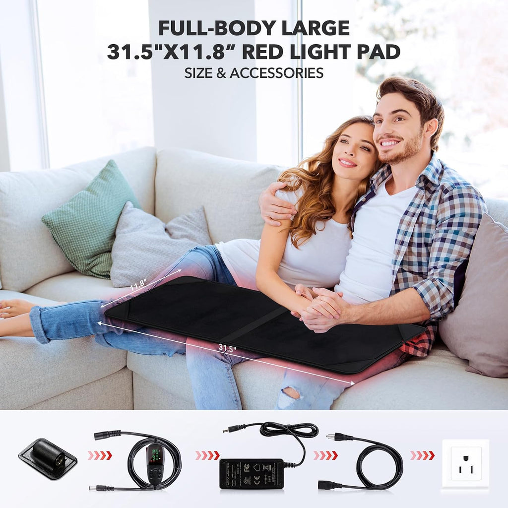 Red Light Therapy for Body, 660nm 850nm Infrared Light Therapy Pad, Wearable Wrap with Timer Remote Control for Back Shoulder Waist Knee, Infrared Light Device Home Use, 31.5' x 11.8' Large Area