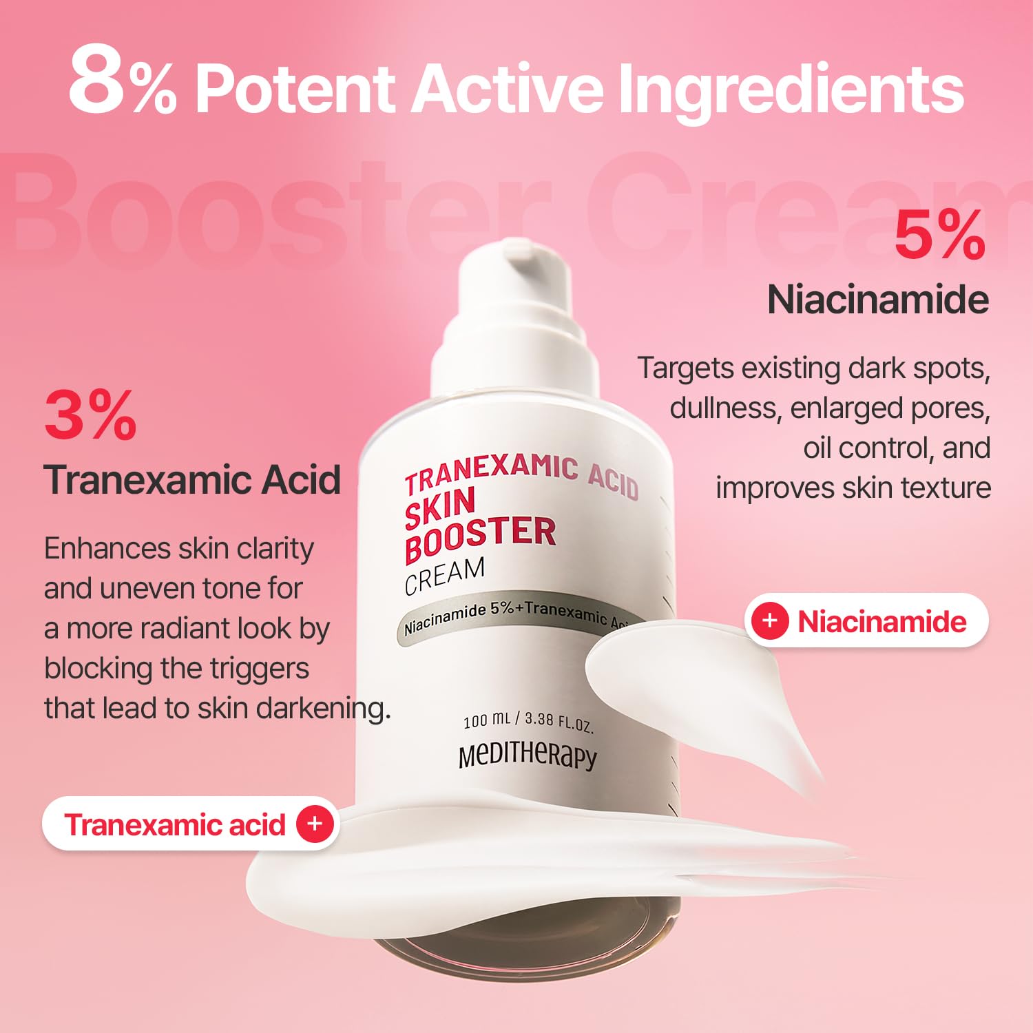 MEDITHERAPY Arbutin Skin Booster Serum with Device + Tranexamic Acid Skin Booster Cream- Korean Serum with 10% Niacinamide, 2% Arbutin, 3% TXA - Home Face Massage Tool - Boosts Skin Absorption by 770%