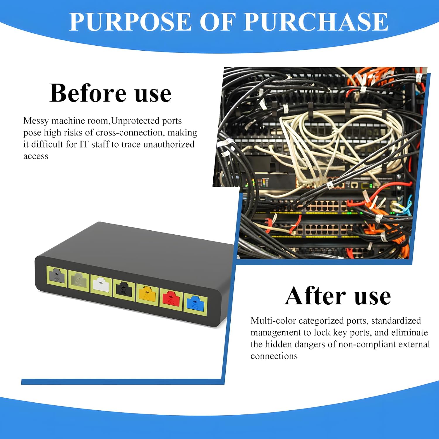 105 Pcs RJ45 Port Lock with 10 Key,Lock RJ45 Port/Dust Protector,RJ45 Dust Cover Female Port Plug Protector,Compatible with Computer, TV, Router, Other Devices RJ45 (15 PCS Per Color)