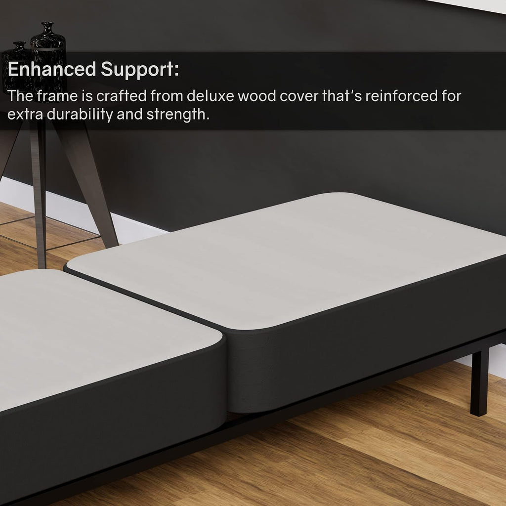 Treaton Wood Split Low Profile Traditional 4-inch Fully Assembled Box Spring/Foundation for Mattress Set - Strong Structure – Luxurious Durable Bedding Twin XL Mattress Box Springs – Black