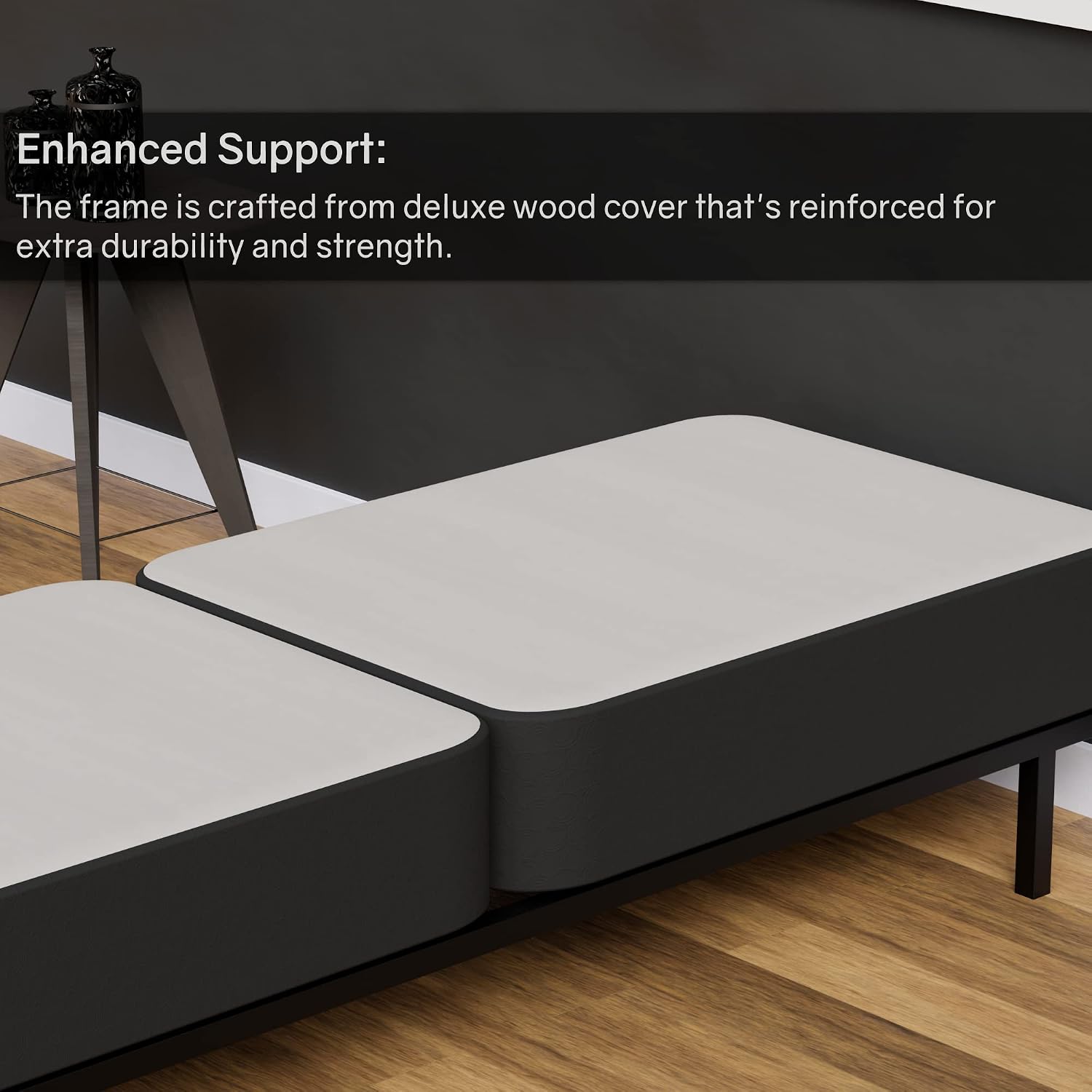 Treaton Wood Split Low Profile Traditional 4-inch Fully Assembled Box Spring/Foundation for Mattress Set - Strong Structure – Luxurious Durable Bedding Twin XL Mattress Box Springs – Black