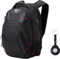 Swissdigital Design Travel Backpack for men with Apple Find My, TSA Friendly USB Charging RFID Protection Business Backpack Fits 15.6' Laptops Black | J149508F-BR