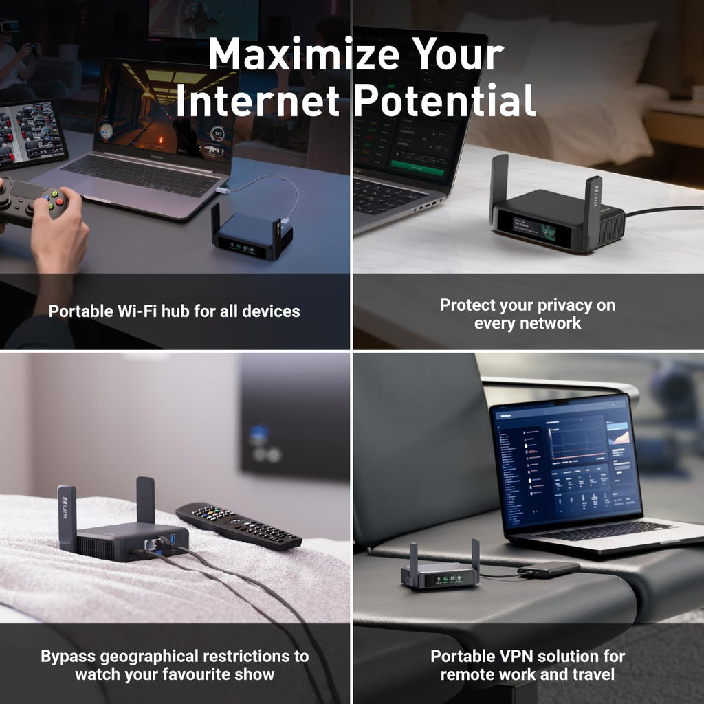 GL.iNet GL-BE3600 (Slate 7) Portable Travel Router, Pocket Dual-Band Wi-Fi 7, 2.5G Router, Portable VPN Routers WiFi for Travel, Public Computer Routers, Business Trip, Mobile/RV/Cruise/Plane