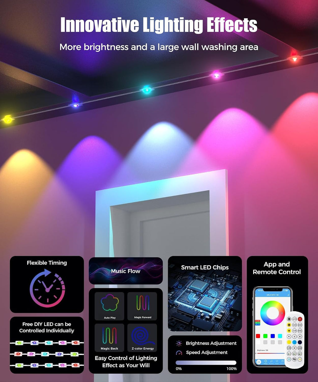 POOFZY Permanent Outdoor Lights for House,100ft RGB+IC Smart Outdoor Decor, 50 Scene Modes,App/Remote Control,IP67 Waterproof,for Christmas,Easter,V-Day,Thanksgiving,Daily & Holiday Party Decor