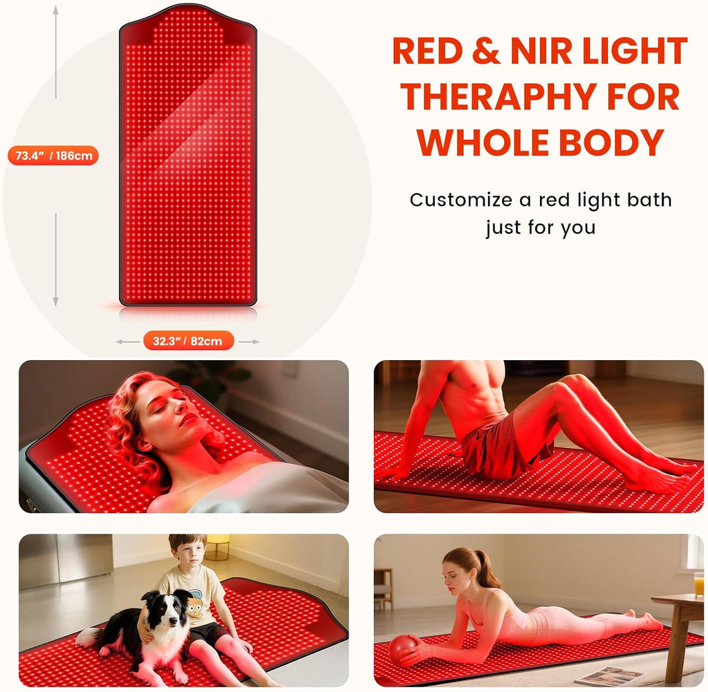 Red Light Therapy for Body, Infrared Light Therapy, 73'x 32' Red-Light Mat for Full Body, 1090 LEDs, 660nm & 850nm 3-in-1 LED Bead, Pain Relief, Light-Therapy for Dogs, Shoulder, Back, Knee