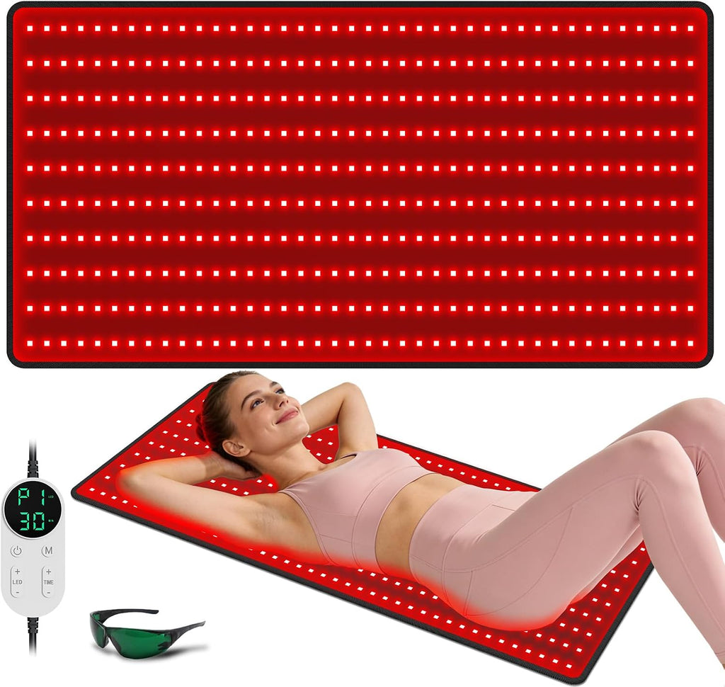 Red Light Therapy Mat for Body, Large 39'x24' Infrared Light Pad with 400 LEDs Tri-Chip 660nm & 850nm, Red Light Blanket for Back, Leg, Joint & Muscle Pain, 9 Timer, Max 60W