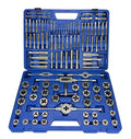 Drill America 110 Piece NC NF MM HSS Round Tap and Die Set with 1 and 1-1/2 OD Round Dies and Handles