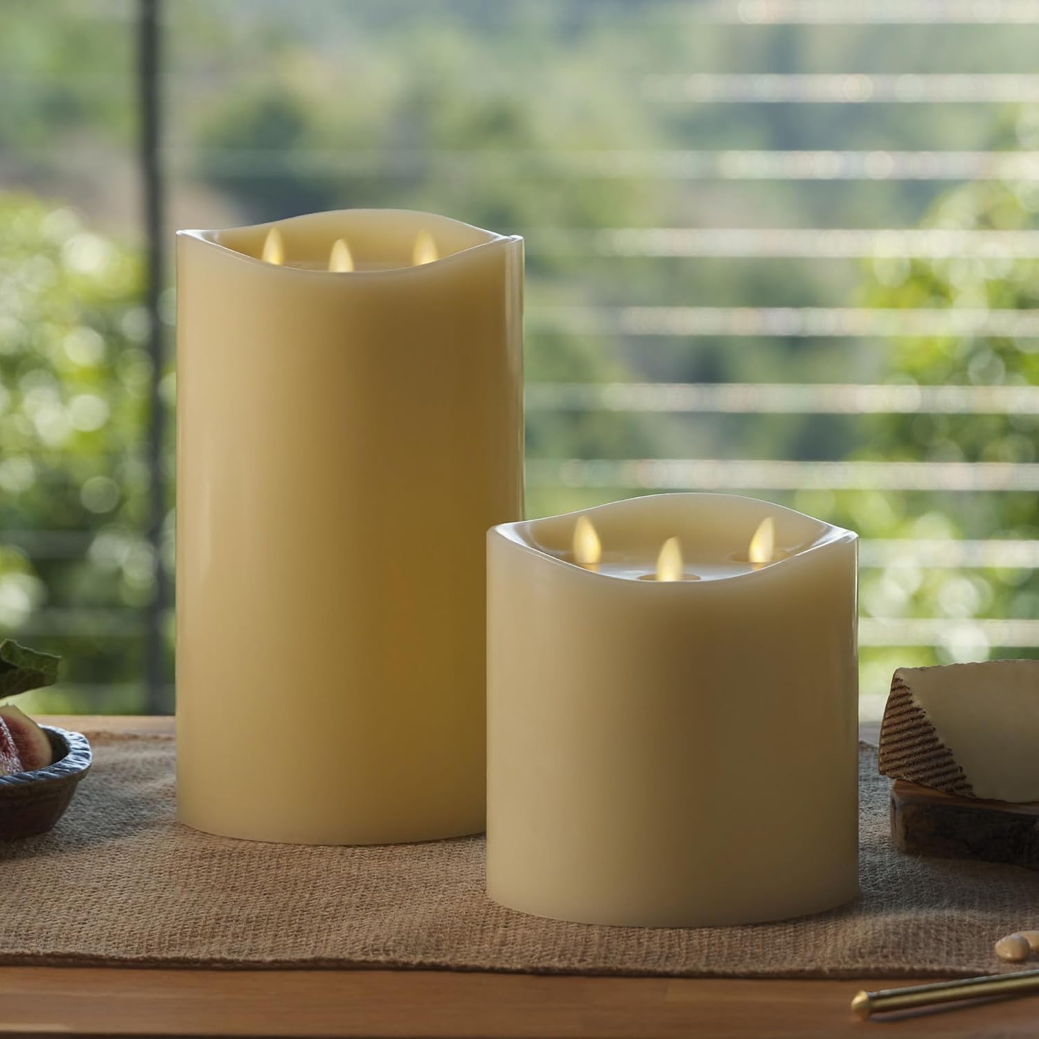 Luminara Tri-Flame Flameless LED Candle, Ivory 5.8' x 9.7', Moving Flame Real Wax Home Decor Battery Operated Emergency Light, Religious Ceremony Safe