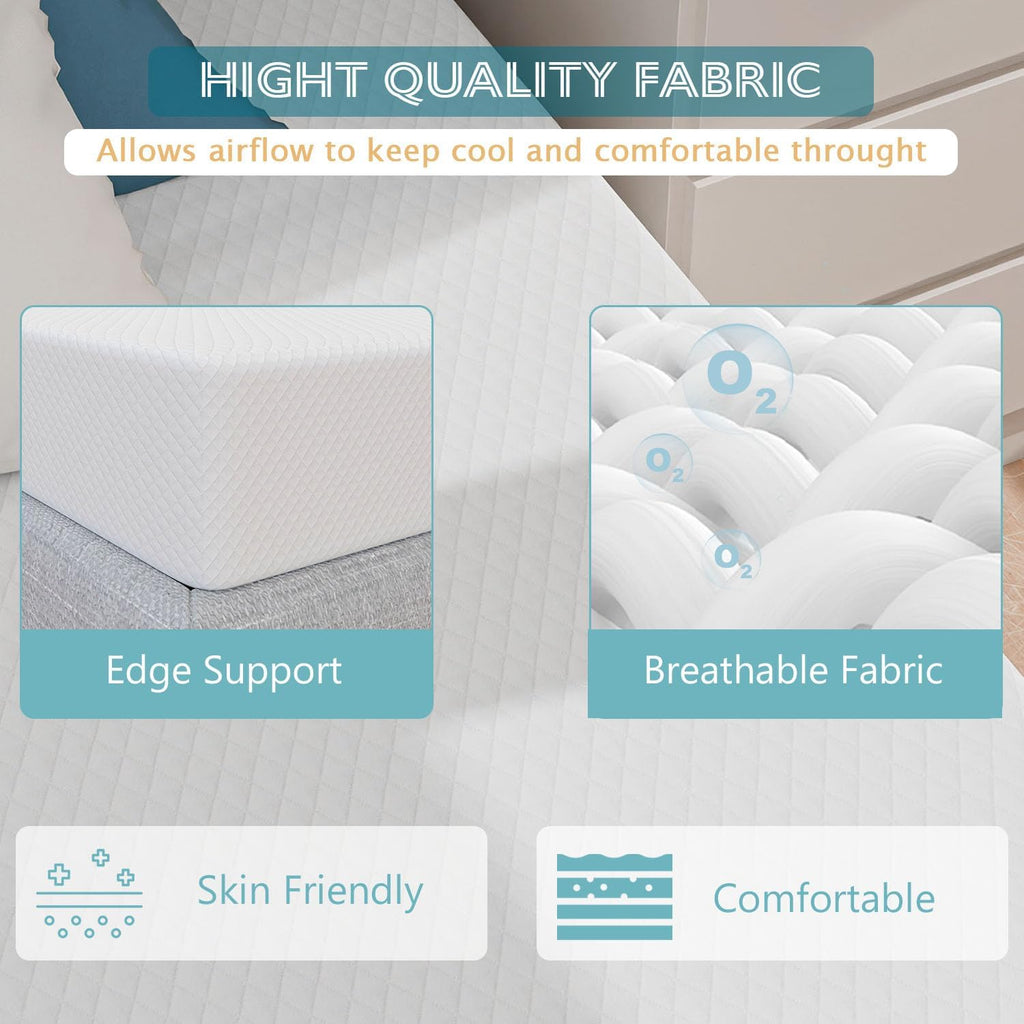 6 Inch Queen Mattress, Gel Memory Foam Queen Size Mattress, Pressure Relieving, Cooling Gel Foam, Queen Mattress in a Box, Certipur-Us Certified, Bed-in-a-Box, Queen, 80'L x 60'W x 6'Th,White