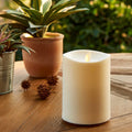 Luminara Realistic Artificial Moving Flame Outdoor Pillar Candle IPX4 - Moving Flame LED Battery Operated Lights for Outside Christmas, Halloween - Remote Included - Ivory - 6' x 6'