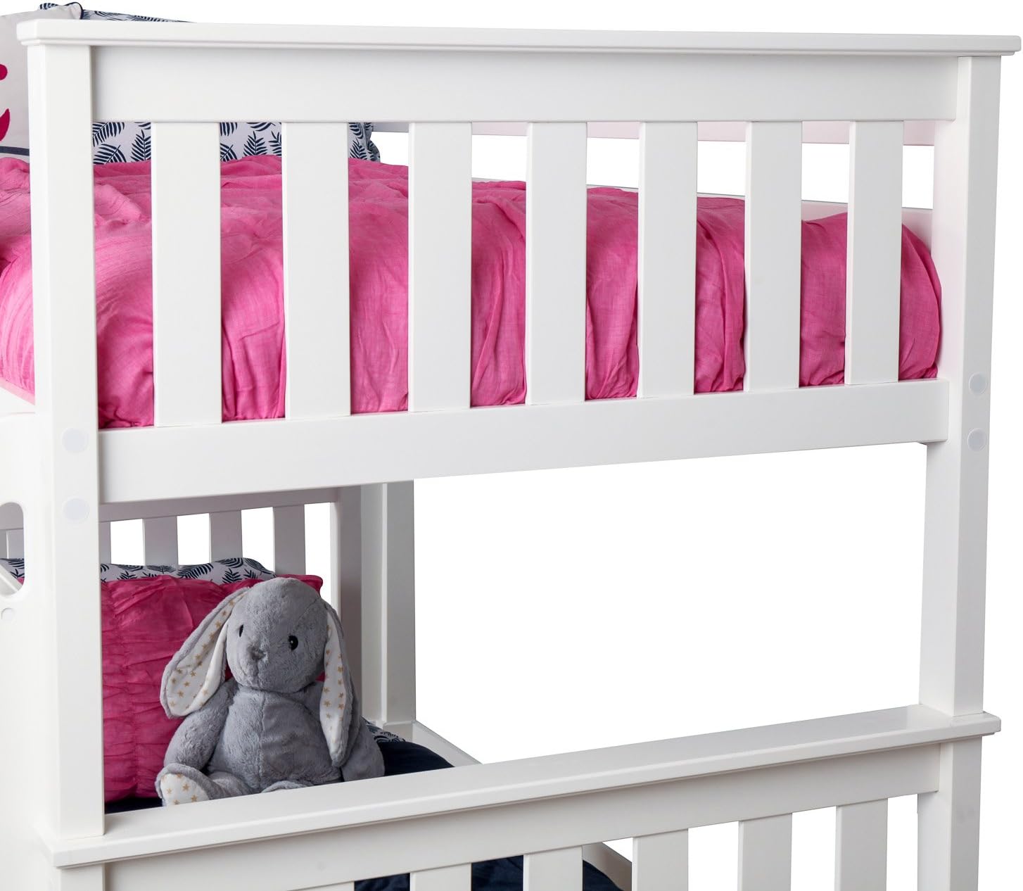 Max & Lily Bunk Bed, Twin-Over-Twin Wood Bed Frame For Kids With Trundle, White