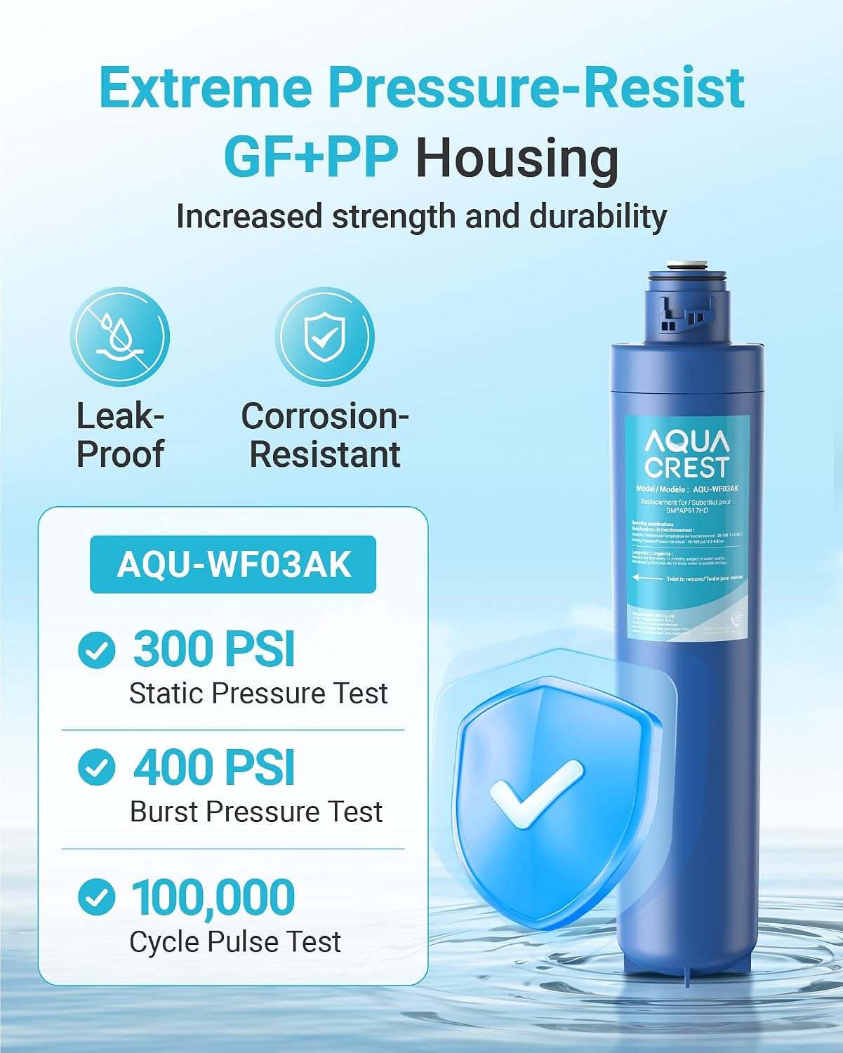 AQUA CREST AP917HD Water Filter, Replacement for Aqua-Pure® AP917HD, 3M® Aqua-Pure® AP903 System, Reduces Sediment, Chlorine Taste and Odor, 100000 Gallons