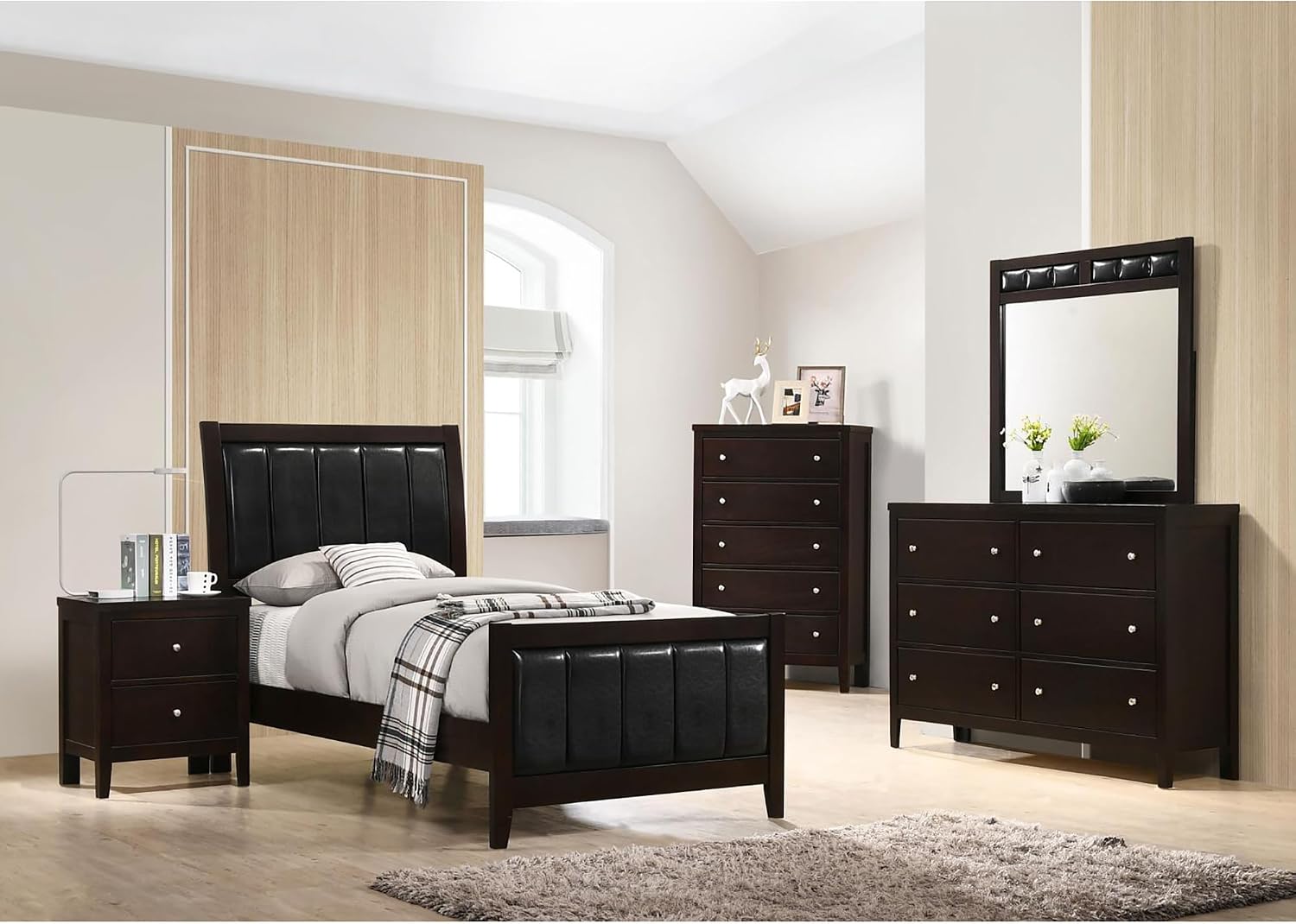 GOWE Cappuccino and Black Twin Panel Bed