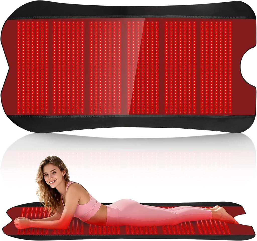 Red Light Therapy Mat for Body, Red Light Therapy Pad with 1260 LEDs, 2 in 1 (660nm & 850nm), Adjustable Timer & Intensity, Premium Leather