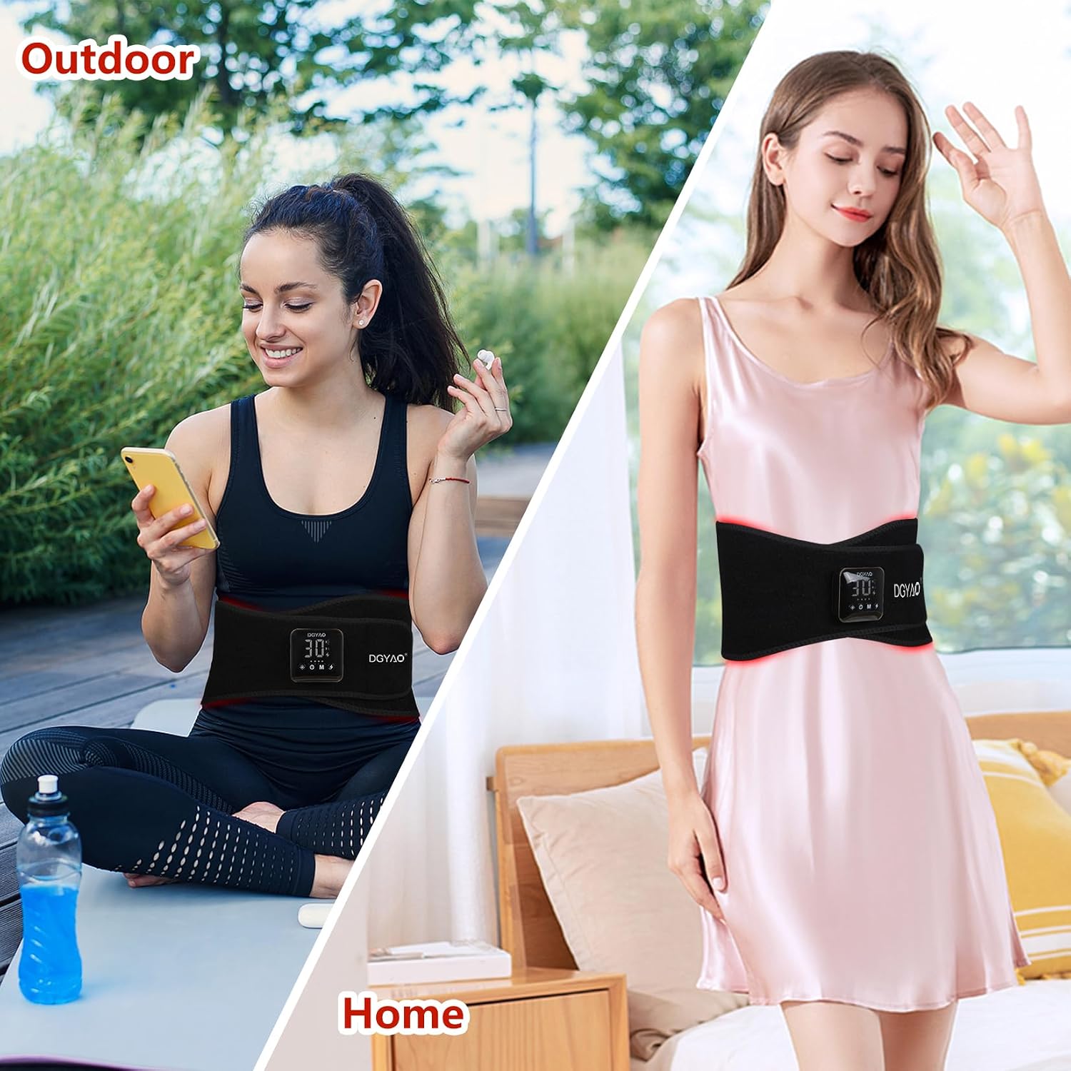 DGXINJUN Cordless Red Light Therapy for Waist Back Pain Relief Near Infrared Light Therapy Device for Body Led Portable Wearable Belt Wrap Rechargeable with 4000mAh Battery