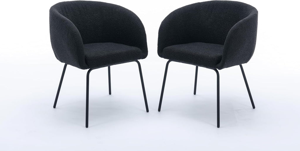Luxury Velvet Dining Chairs with Swivel Function and Metal Legs Set of 2 (Grey + Black) Ideal for Living Room or Bedroom (Black+Black Legs Set of 2)