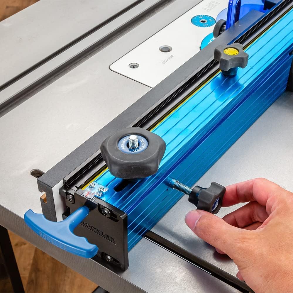 Router Table Fence – w/Micro-Adjustment Knob – Set Includes Router Fence Dust Port, Bit Guard, MDF Fences, Joinery Bars, & More – Aluminum Router Table Accessories
