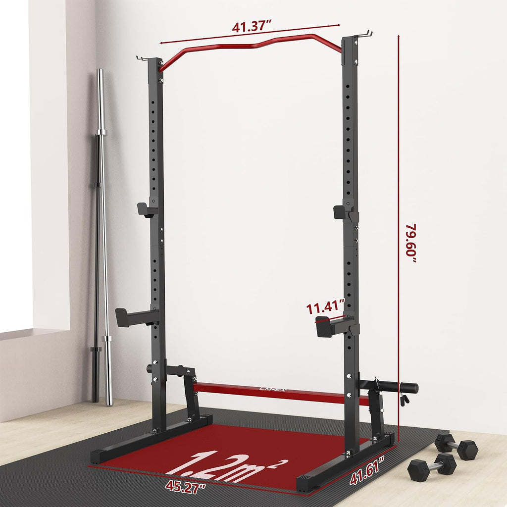 Lmdex Adjustable Squat Rack Barbell Rack Squat Stand Bench Press Pull Up Home Gym Weight Rack