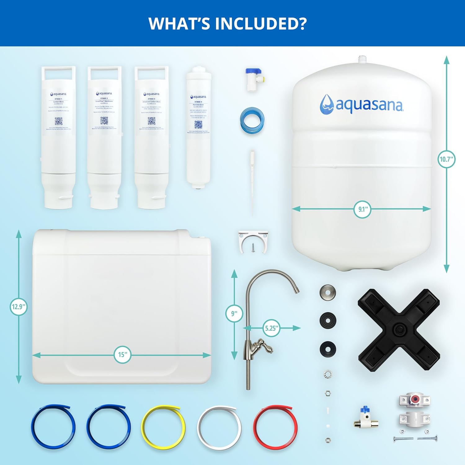 Aquasana SmartFlow® Reverse Osmosis Water Filter | RO Under Sink System | WQA Certified up to 99.99% of 90 contaminants Including Fluoride, PFAS, Arsenic, Lead, and Chlorine | Brushed Nickel Faucet