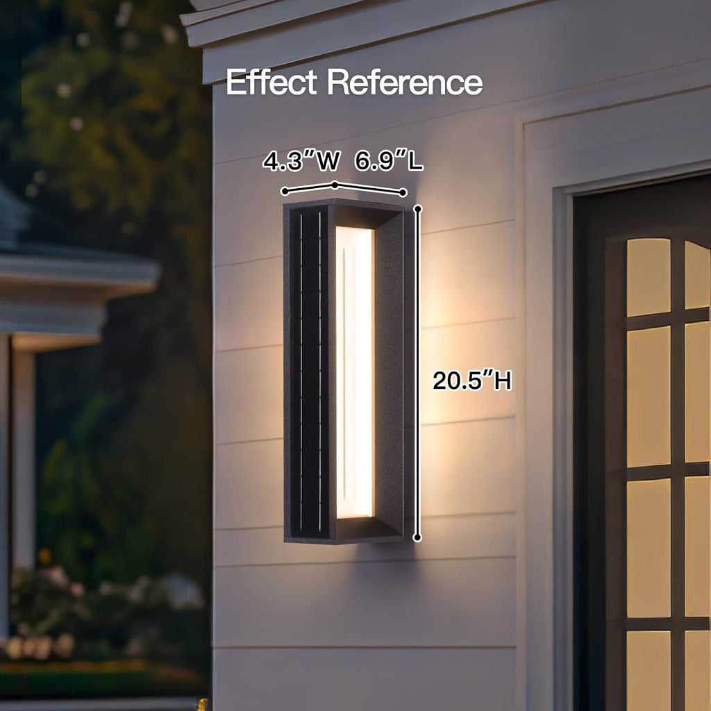 MVBT 20.5' Solar Wall Lights Outdoor Waterproof, 1 Pack Solar Wall Sconces Lights Outdoor, 3000K LED Modern Porch Light, Front Door Light Fixture Dusk to Dawn, Large Exterior Garage Light for House